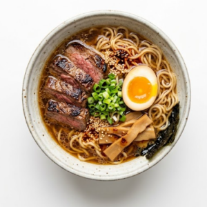 Sopa de ramen con ternera